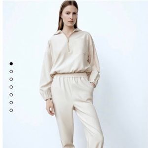 Cream Zara Lyocell Joggers w/ Zip cuff!